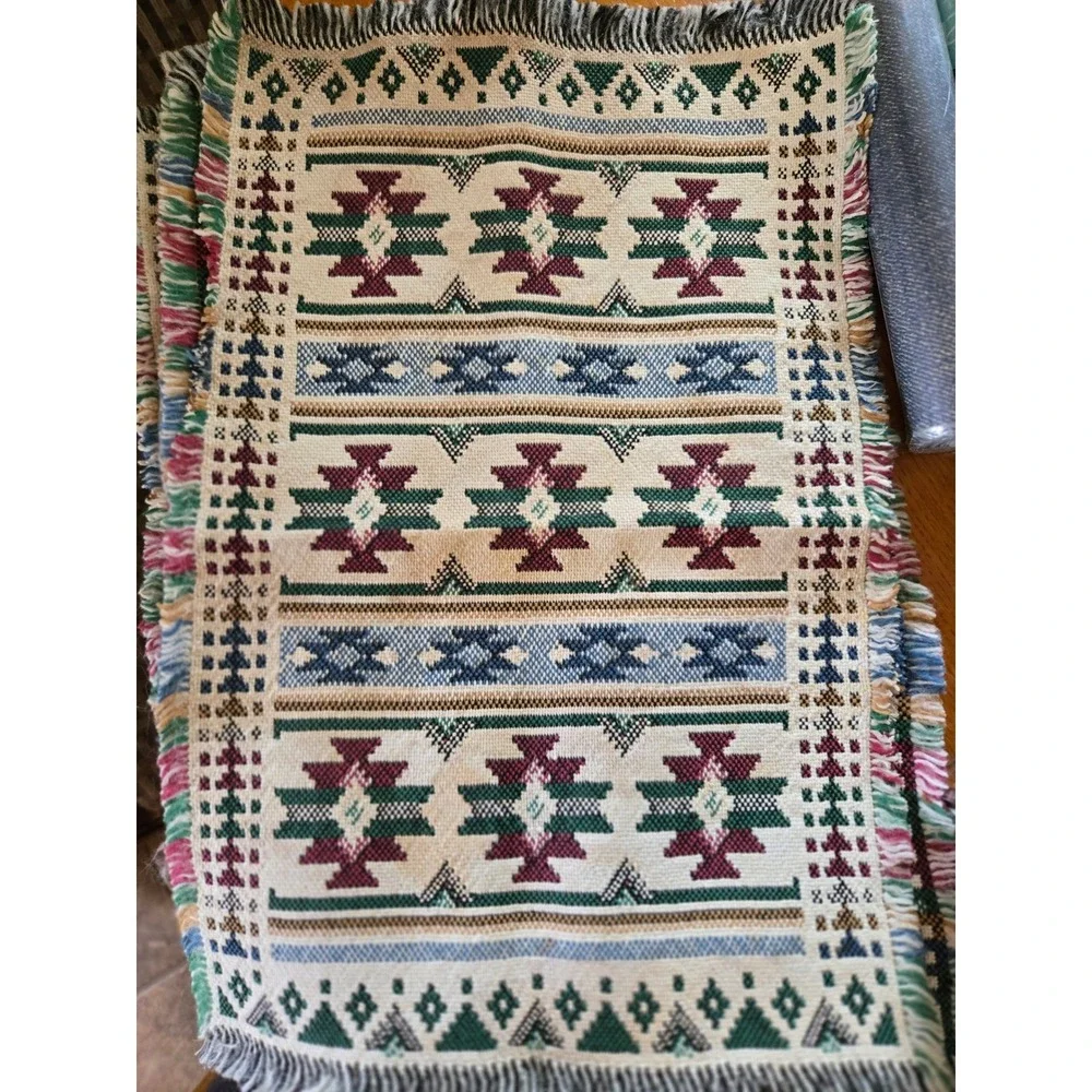Woven Tapestry 4 Placemats Southwestern Style Fringe Coasters Table Decor Set